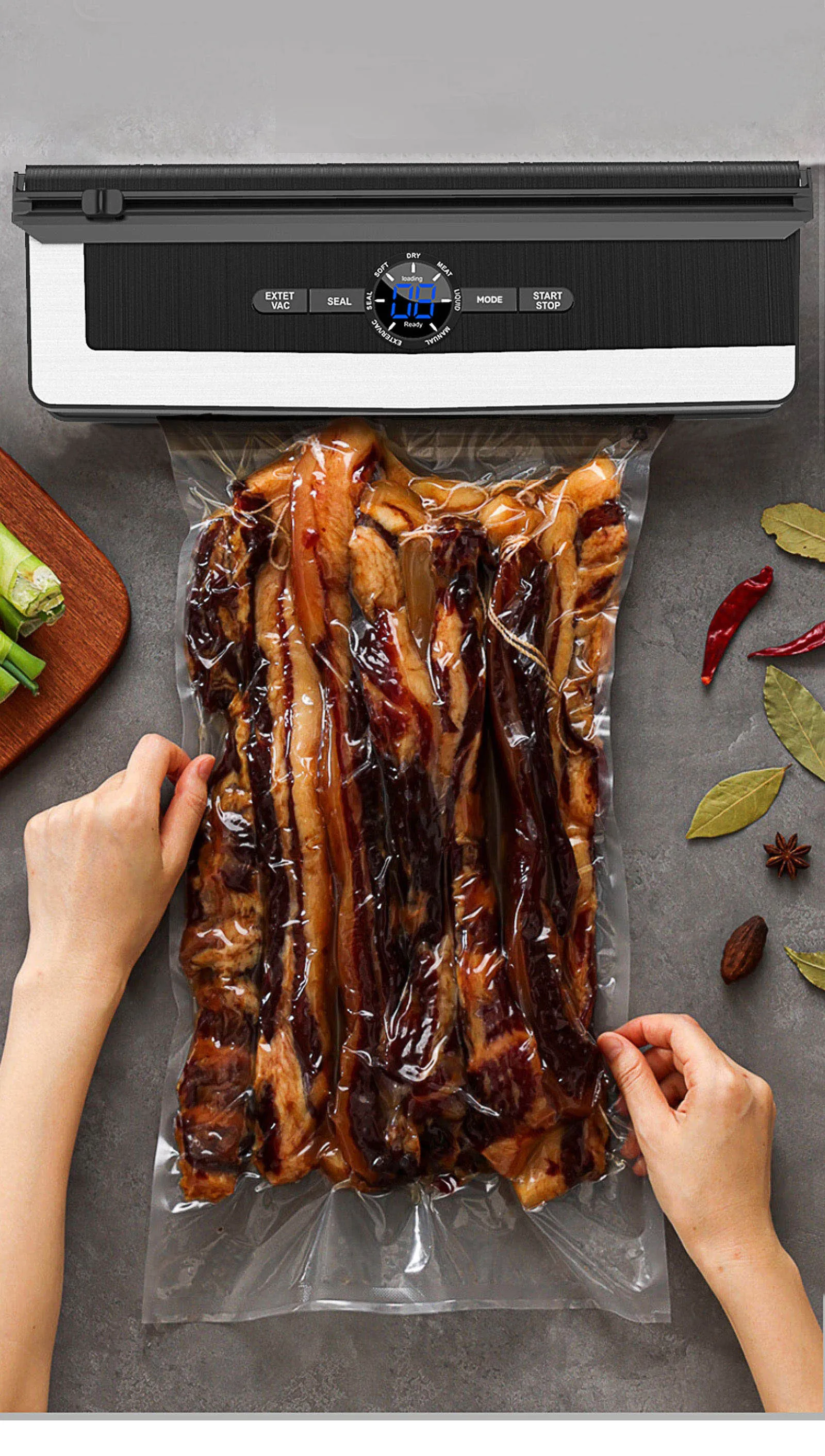 135W Vacuum Sealer Machine Custom Manufacturer Sellador Al Vacio for Food for Household Use With LED display