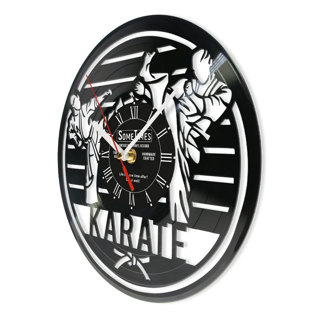 Personalized Karateka Vinyl Record Wall Clock For Boys Room Fighting Sports Japanese Martial Arts Home Decor Custom Karate Clock 3