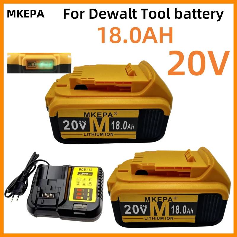 18000mAh 20V for Dewalt 18V 20V power Tools rechargeable electric tool Accessories Lithium batteries Replace DCB200 DCB184