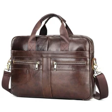  Men Genuine Leather Handbags Casual Leather Laptop Bags Male Business Travel Messenger Bags Men's Crossbody Shoulder Bag 