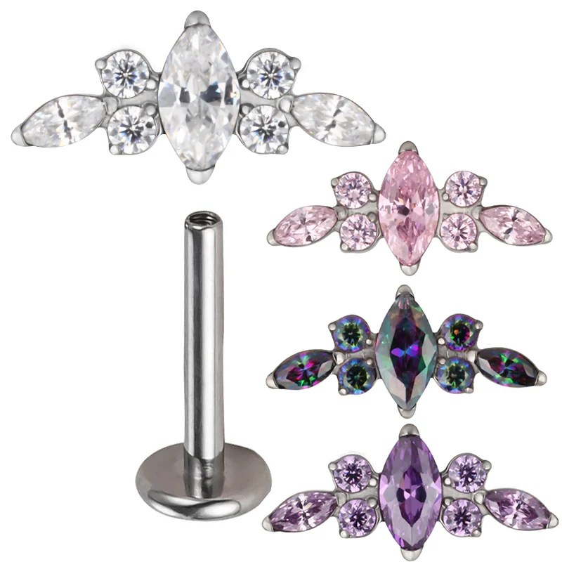 PiercingdOreilleenTitaneASTMF1367CZBarreIncurveClouLabret