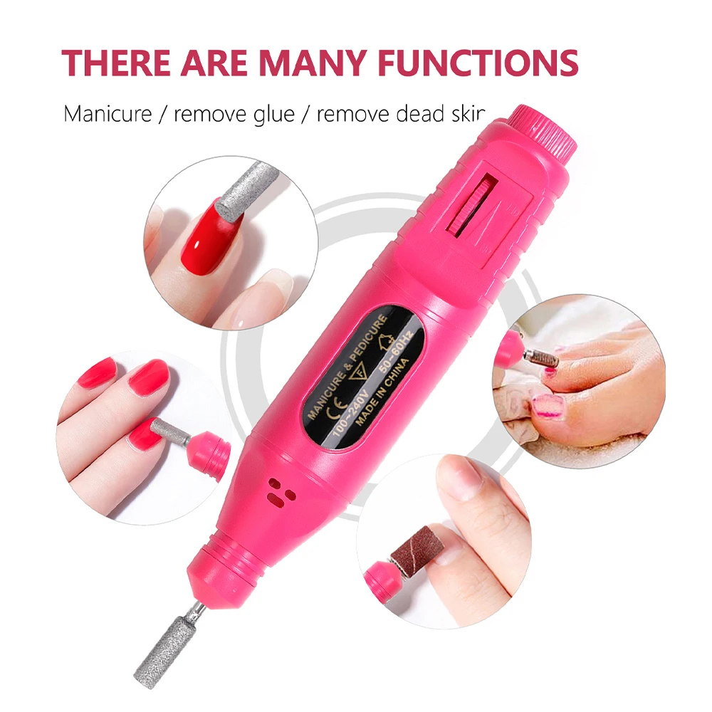 YIKOOLIN Portable USB Electric Nail Drill Polish Kit with UV LED Nail Lamp Nail Separator Polishing Block Manicure Tool kit 3