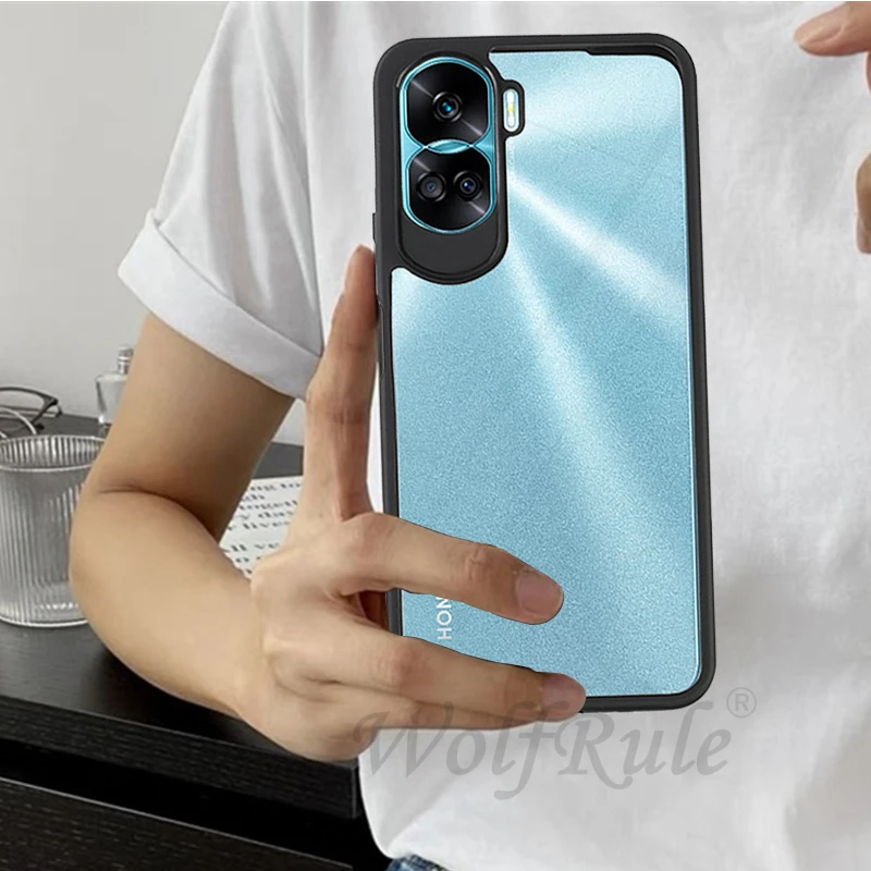 Per Honor 90 Lite Custodia Cover Honor 90 Lite Capas Paraurti Antiurto Cornice Nera Trasparente Trasparente Fundas Huawei Honor 90 Lite