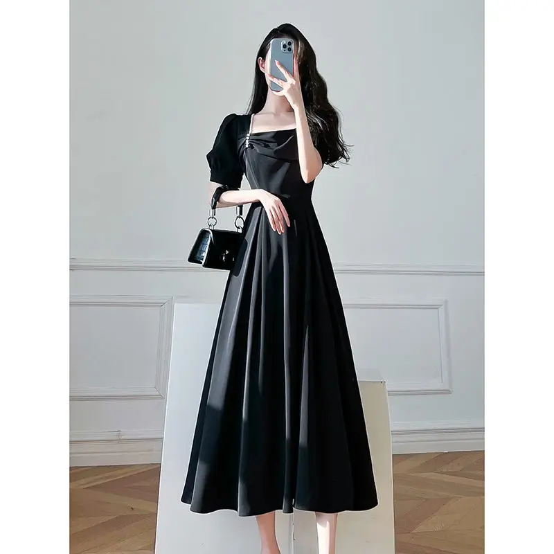 

Women's clothing: new slim black dress in summer 2022, French Vintage Hepburn style party dress