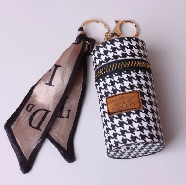 Creative Luxury Women Keychain Accessories Leather Bucket Lipstick Bag Silk  Scarf Keyring Pendant Portable Storage Valuable Gift - Key Rings -  AliExpress