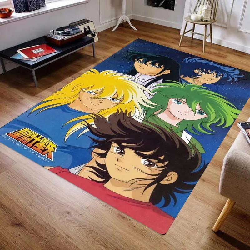

Cartoon Saint Seiya retro anime carpet home living room bedroom sofa door mat decoration, play area carpet non-slip floor mat