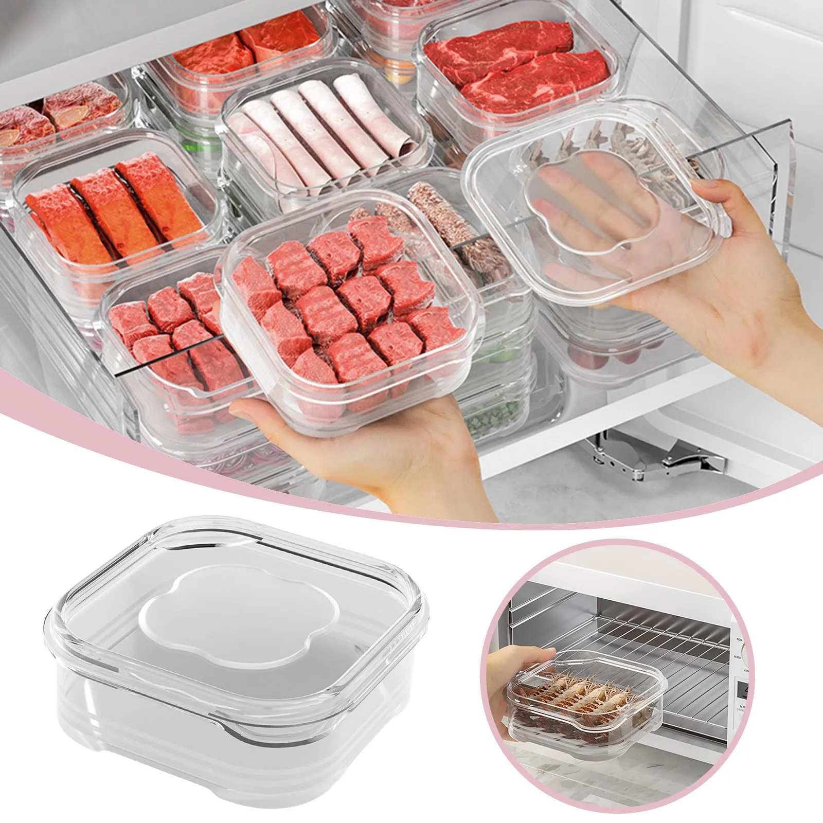 simple refrigerator preservation box small lunch box kitchen lunch box  storage box sealed box for lunch kitchen arrangement laundry organizers and