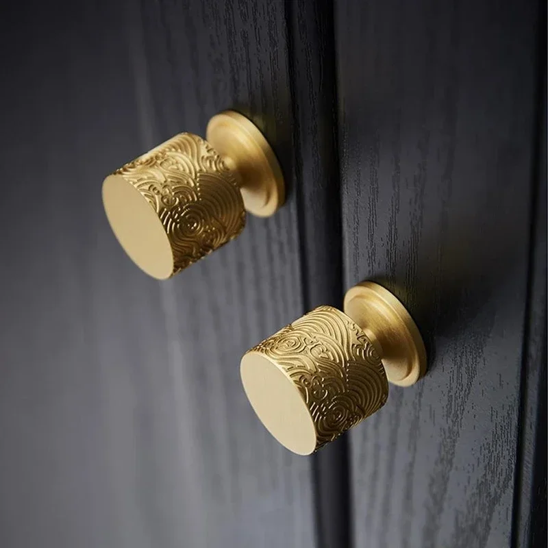 Solid Brass Móveis Alças Novos Chineses Cabinet Puxadores e Alças Armário de Cozinha Porta Puxa Dresser Drawer