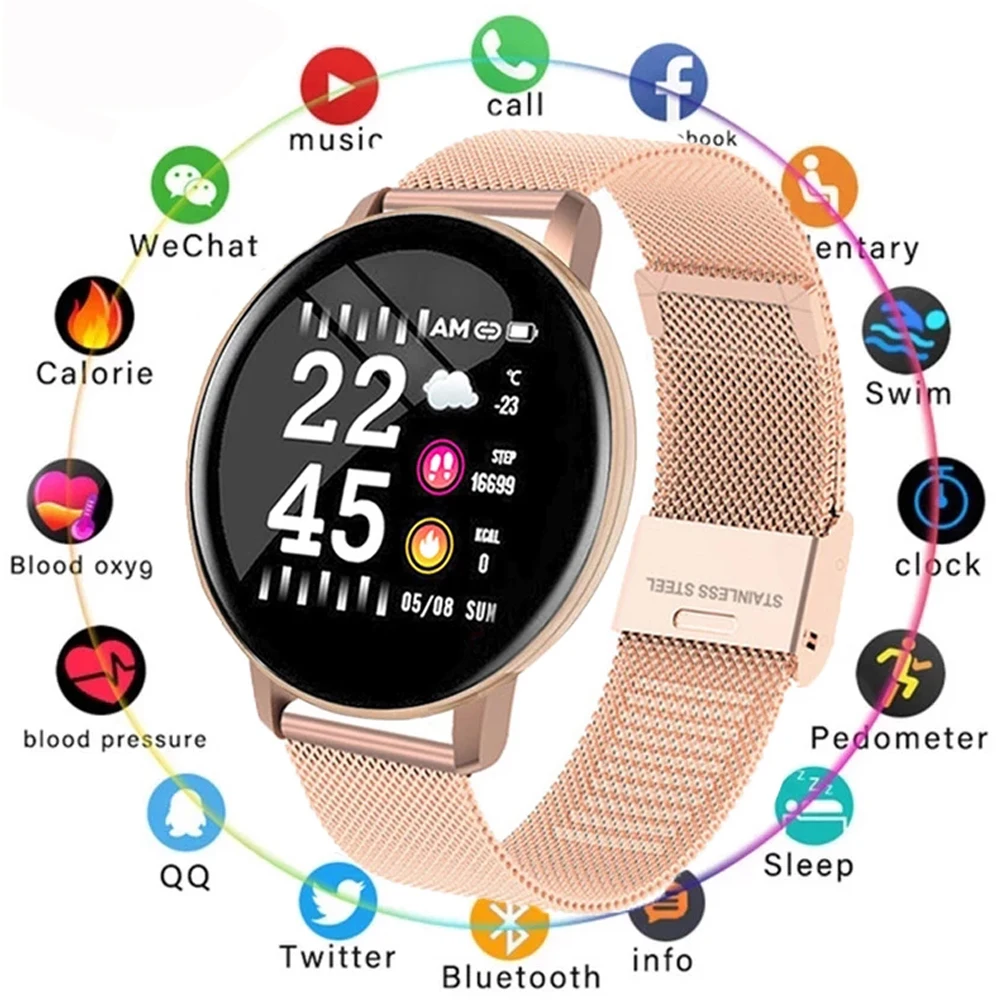 

W8 Sport Smart Watch Bracelet Round BlueTooth Waterproof Male Smartwatch Men Women Fitness Tracker Wrist Band For Android Ios