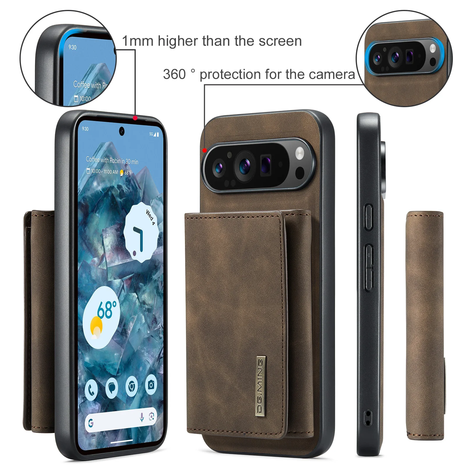 Luxury Detachable Leather Wallet Phone Case with Magnetic Cover and Large Bill Compartment