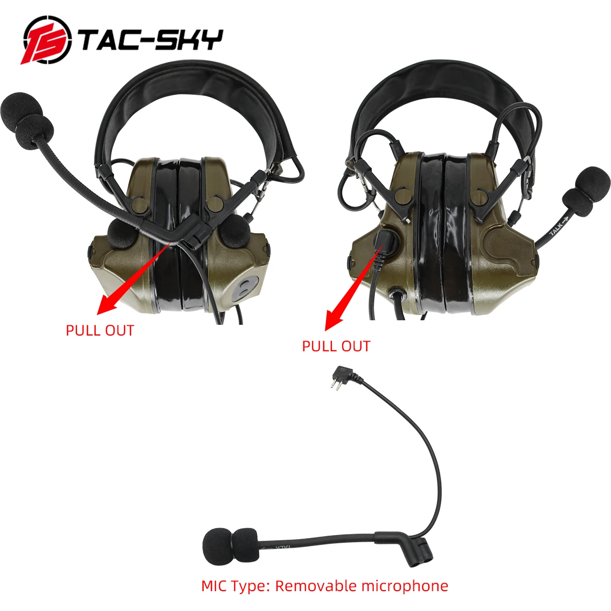 TS TAC-SKY Tactical Headset COMTAC II Walkie-Talkie Headset Outdoor Airsoft Hunting Sports Tactical Shooting C2 Headset