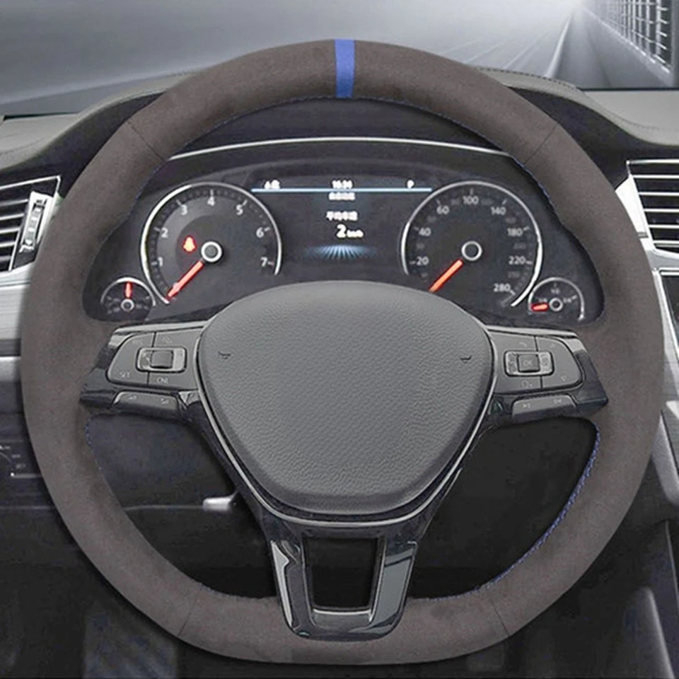 Anti-Slip Suede Leather Car Steering Wheel Braid Cover For Volkswagen VW Golf 7 Mk7 New Polo Jetta Passat B8 Tiguan Sharan