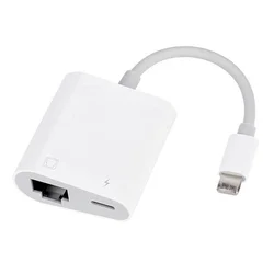 Lightning to Ethernet 100Mbps Adapter for Seamless Streaming & Online Classes (2in1)
