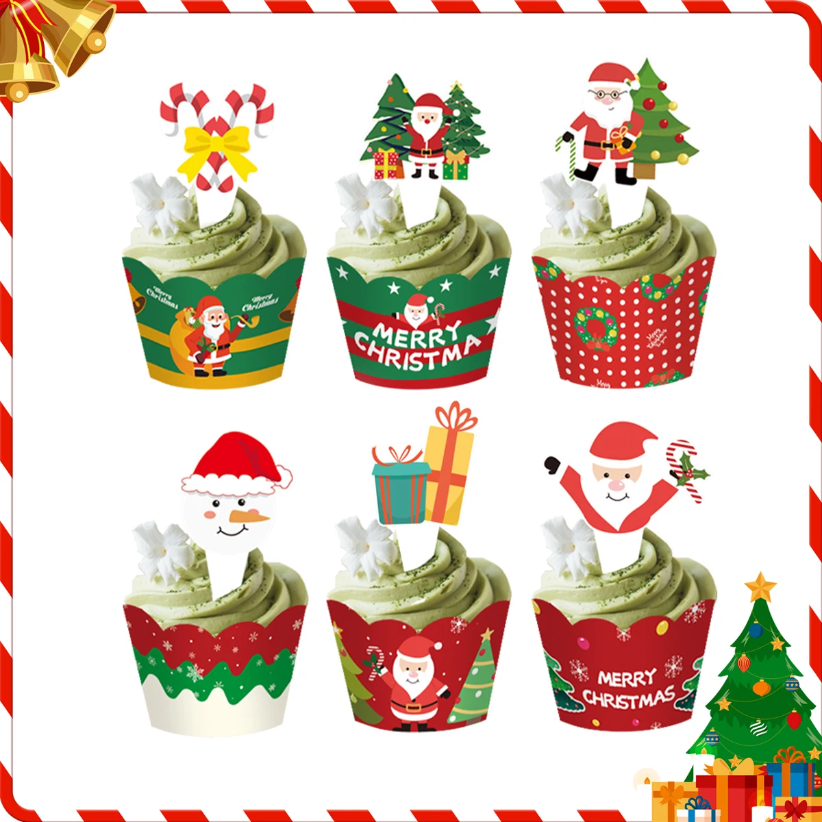 

Christmas Cupcake Wrappers Bake Liner Wraps Paper Cake Toppers Muffin Case Christmas Decoration 2023 Navidad Natal New Year 2024