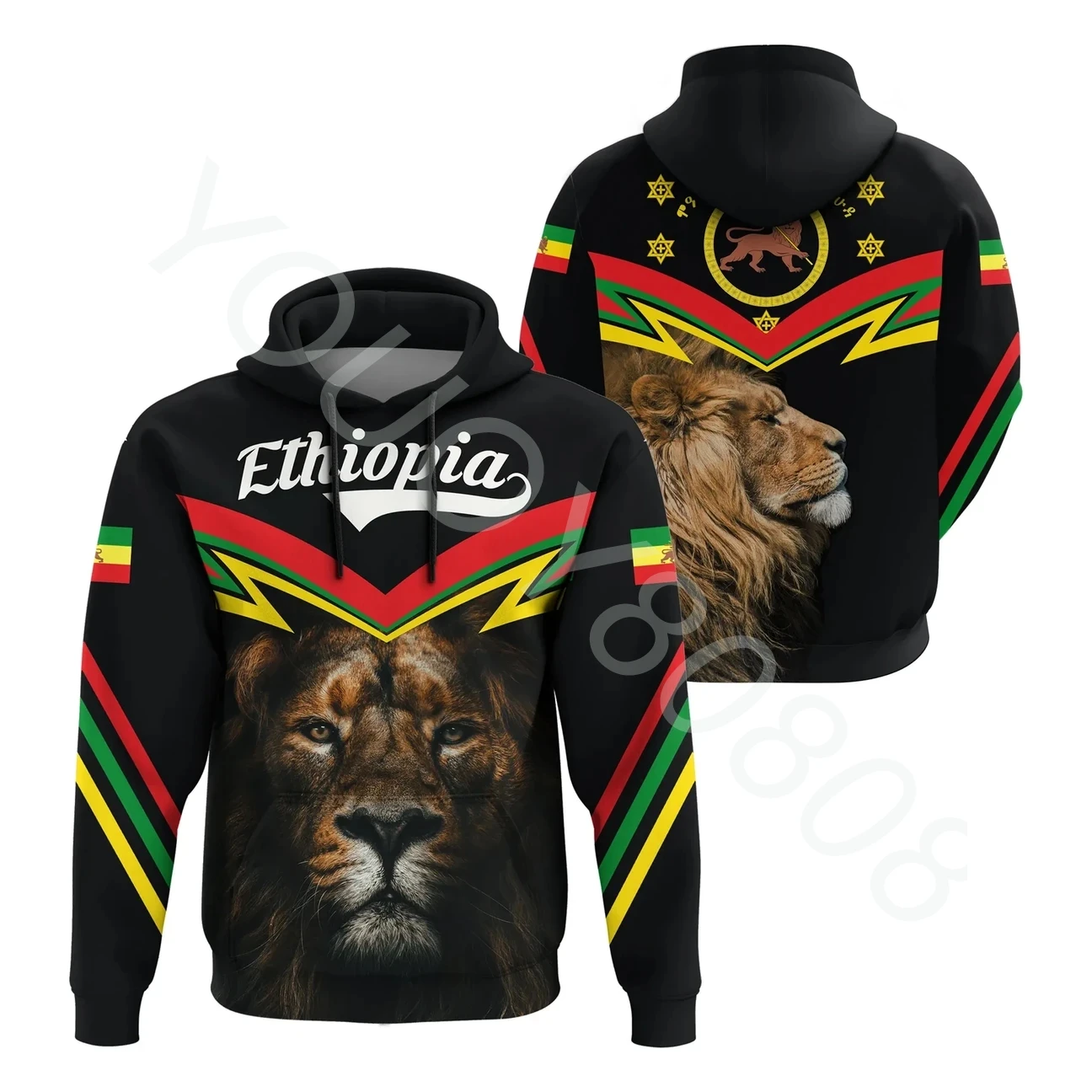 

African region men's new clothing sweater 3D printing African region clothing Ethiopian roar jumper sweater Harajuku top