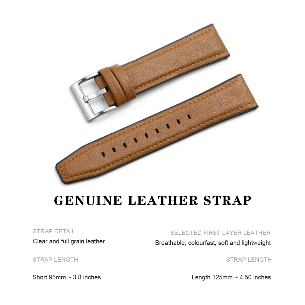 22mm Silicone Leather Hybrid Watchband Bracelet Strap