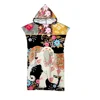 Hooded Bath Towel Robe Poncho Swimming Beach Towel Surf Man Lady Fast Quick Dry Bathrobe Beachwear-Floral Elephant Owl Pattern 1