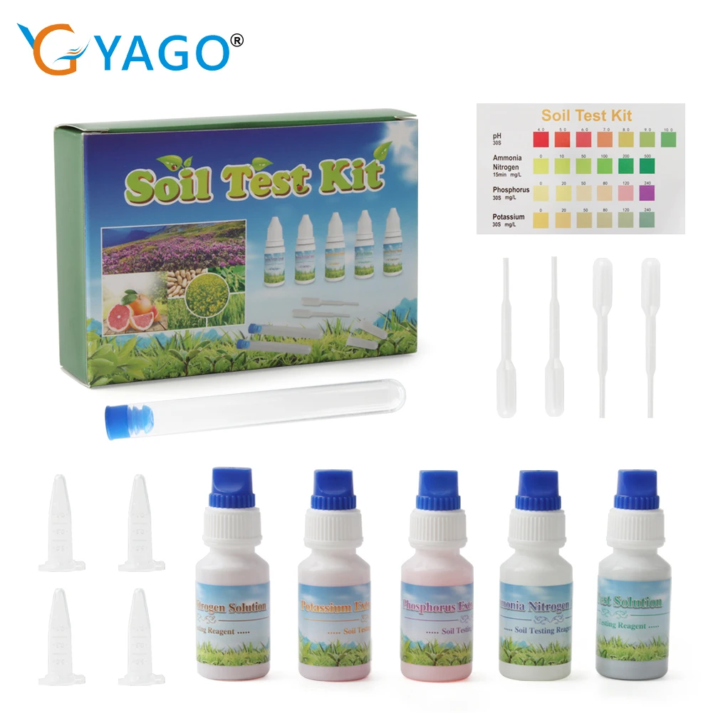 

Multifunctional Soil Test Kit Solution for PH Ammonia Nitrogen Phosphorus Potassium Testing Reagent Kit for Garden Farm