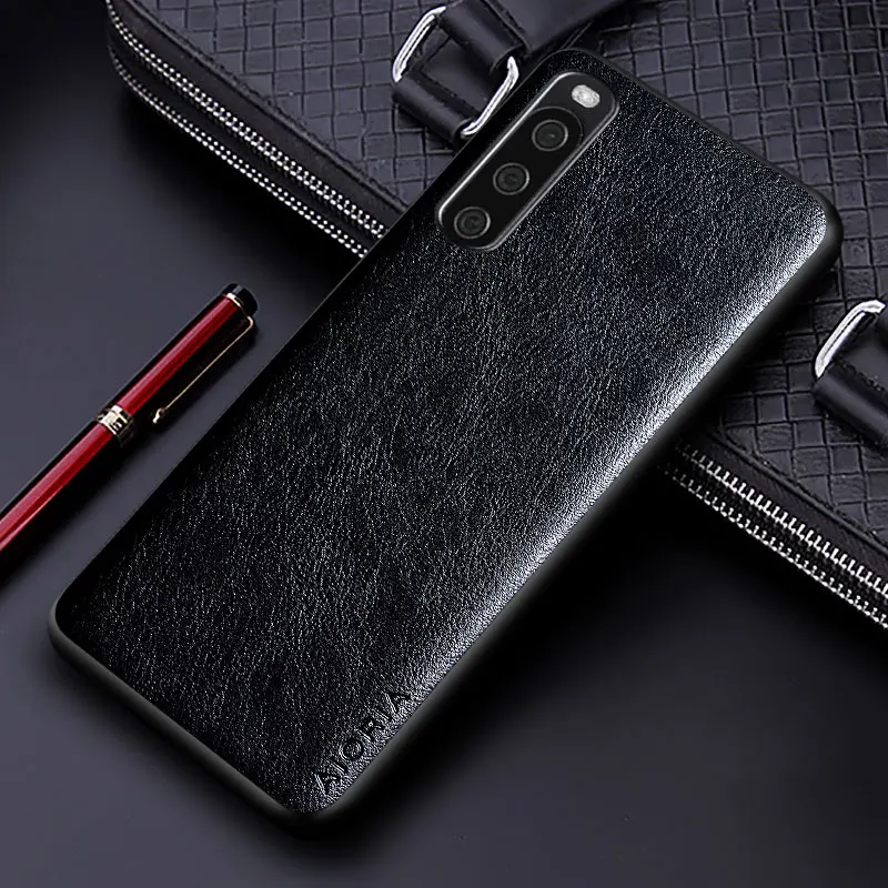 Luxury PU Leather Business Phone Case - Solid Color Design