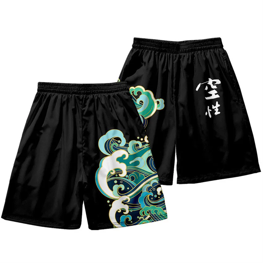 Great Wave of Kanagawa Warrior Spirit Swimwear Swim Shorts Trunks Beach Board Shorts Swimming Pants Swimsuits Mens Running 2
