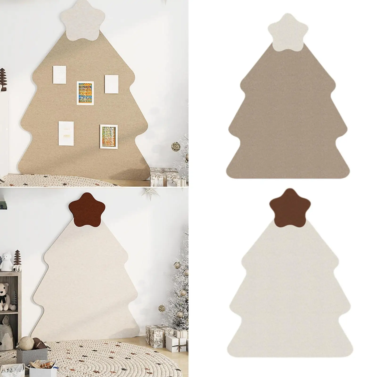 Felt Bulletin Board Christmas Tree Shaped Lightweight Portable Display Photos Memo Board for Reminders Cards Notes Pictures Cafe
