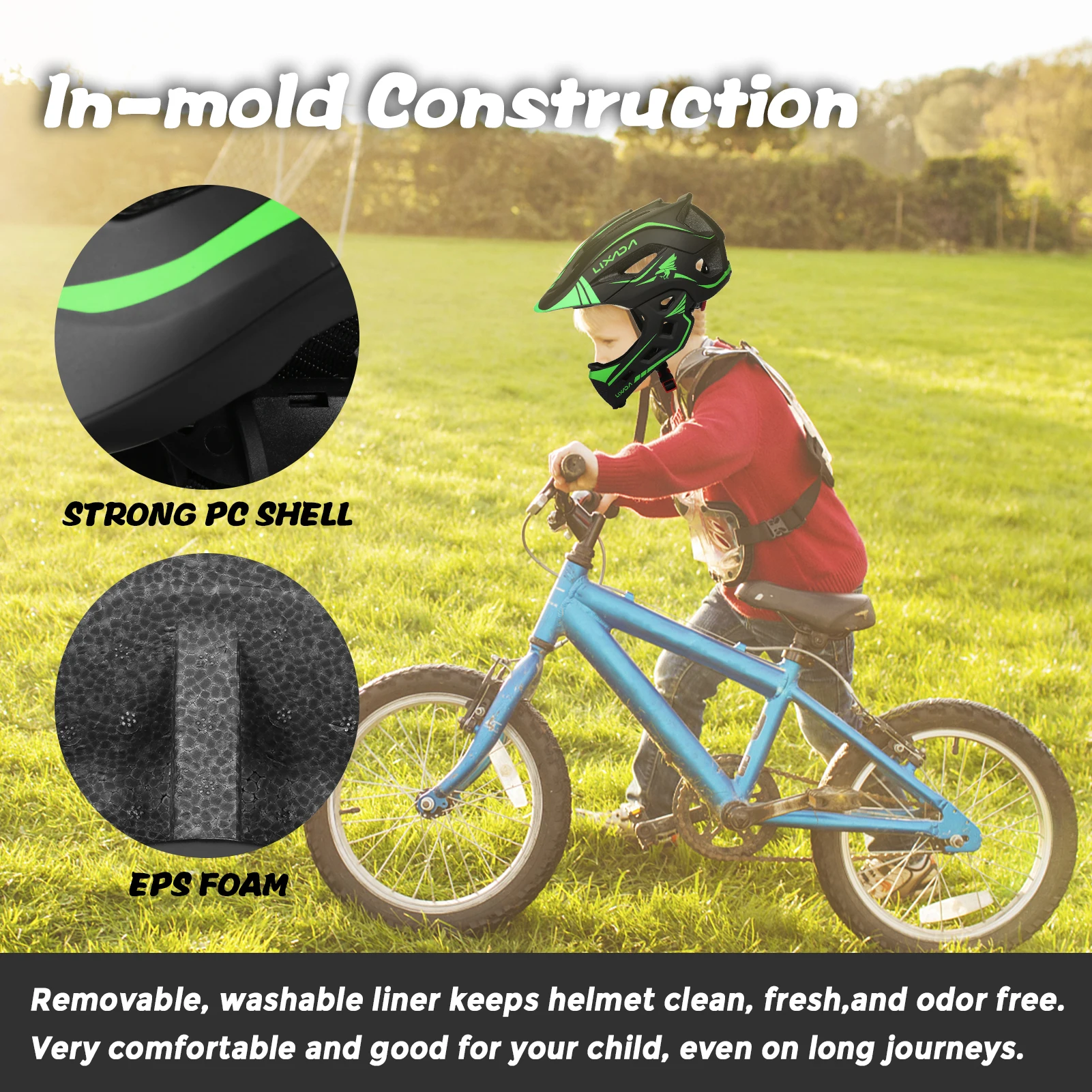 Lixada Kids Detachable Full Face Helmet Sports Safety Bike Helmet Protective Gear for Cycle Skateboarding Roller Skating Scooter 4