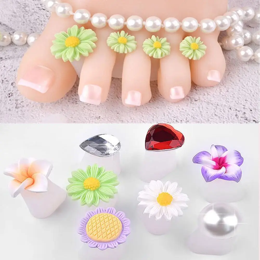 8Pc/pack Toe Silicone Separator Nail Art Tool Pedicure Flower Waterdrop Crystal Diamond Pearl Separator DIY Creative Design New