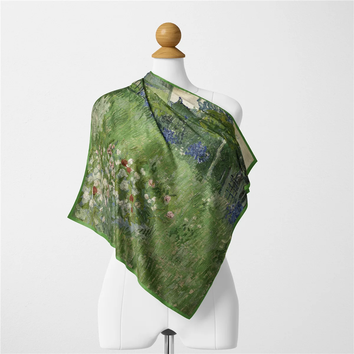Berühmte Ölgemälde Twill 100 % Seidenschal 53 cm quadratische Schals Mode Bandana Frauen Schal Wraps Hijab Kopftuch Halstuch – Detail 15