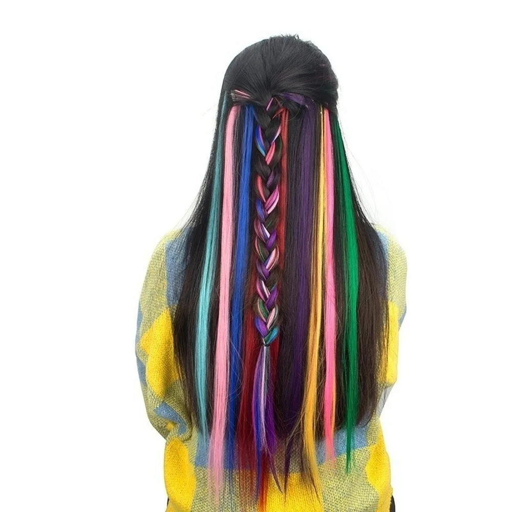 2Pcs Multi-colors Hairpiece Straight Hair Extensions Hair Pieces Clip In Hair Extensions  55cm
