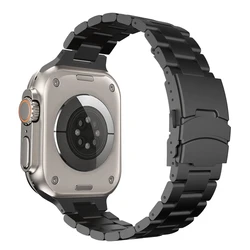 Luxury Titanium Color Stainless Steel Strap for Apple Watch - Premium Metal Band Bracelet (Black)