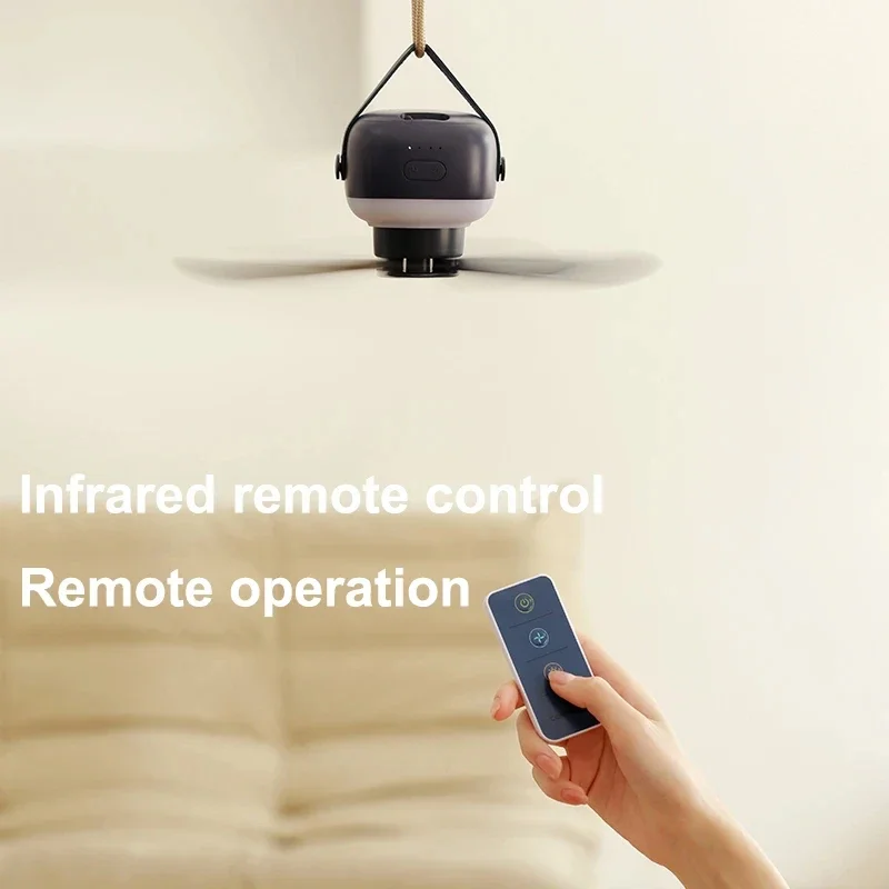 Portable Ceiling Fans 7200mAh Outdoor Camping Fan Tent Ventilator Cooler Rechargeable Electric Fan Remote Control LED Lighting 3