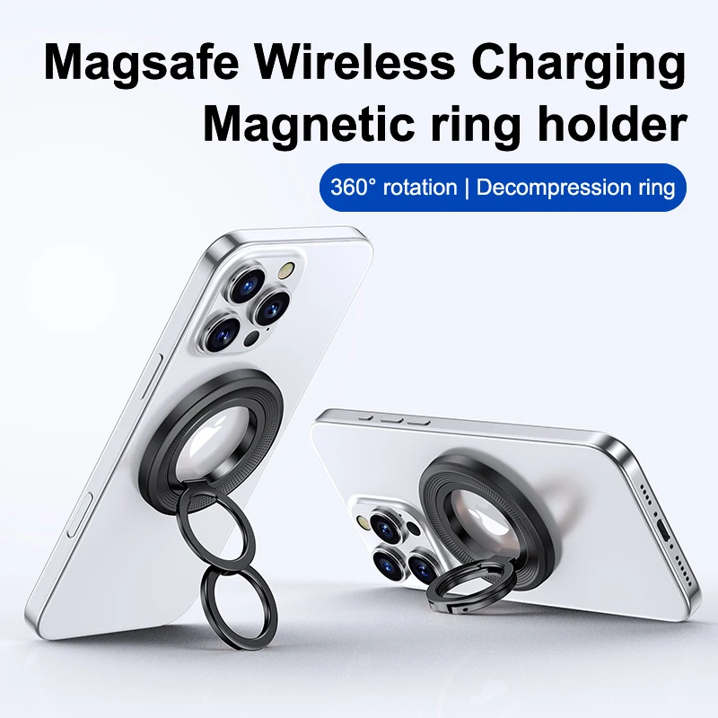 Magsafe Double-Sided Magnetic 360° Rotation Phone Holder with Ring Buckle and Decompression Damping