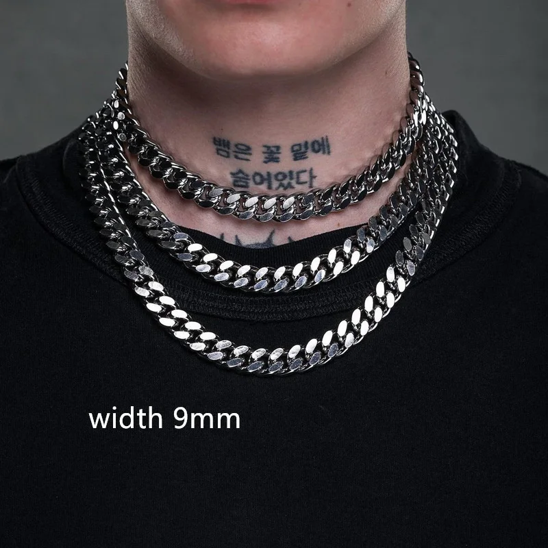 2021 Fashion Hot Cuban Chain Necklace Men Handmade Simple Stainless Steel Link Chain Necklace For Men Jewelry Gift