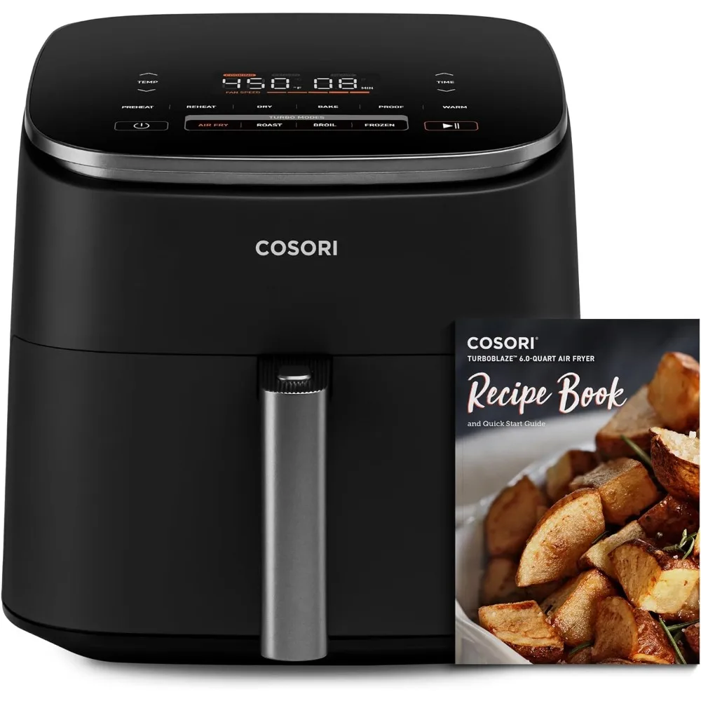 

Air Fryer 6.0-Quart Compact Airfryer, 9 Functions, 5 Speeds, Cooks Quickly, 95% Less Oil for Healthier Meals, Easy to Clean