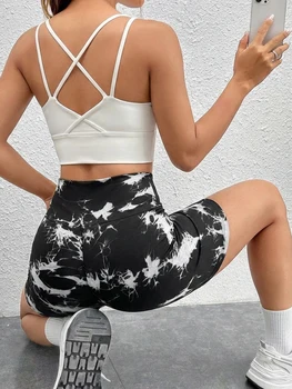 Super Soft High Waisted Tie Dye Sport Biker Shorts for Women No See Running Yoga Athletic Gym Shorts 1