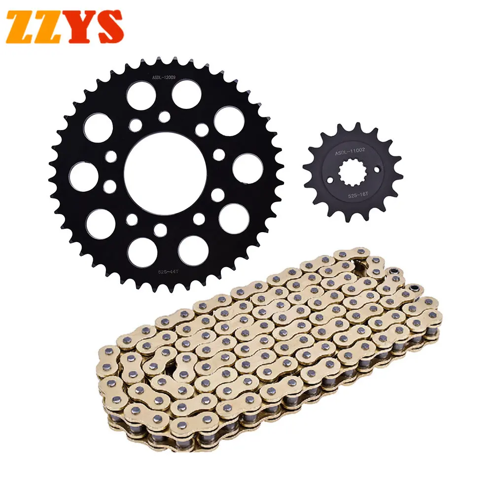 

525HO Ring Motorcycle Golden Chain 525 16T 44T Front Rear Sprocket For Honda VT600C VT600CD VT600 Shadow Deluxe VT 600 94-2007