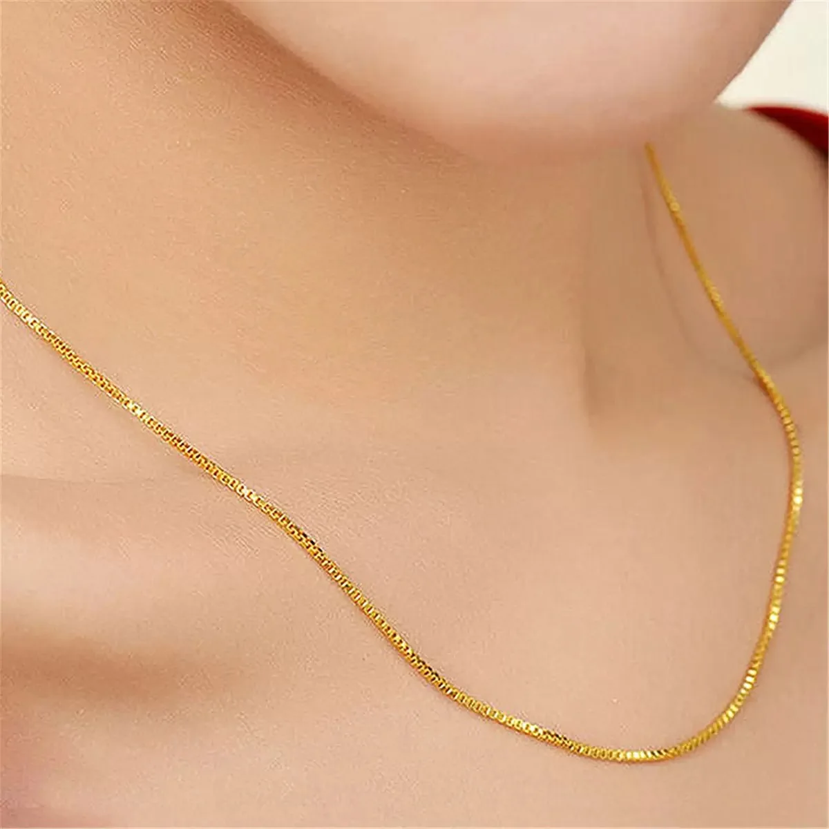 Gold-Plated Sterling Silver Necklace – Elegant 1mm Box Chain