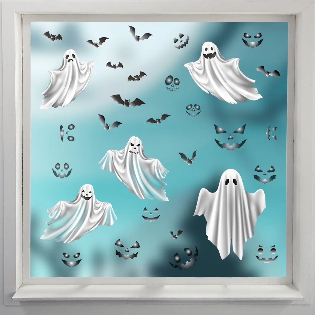 Creative Horror Ghost Luminous Stickers Halloween Decorations for Home Bedroom Room Fluorescent Decals Glow In The Dark Stickers