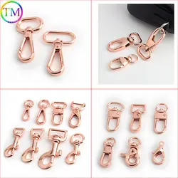 9mm 20mm 25mm Rose Gold Metal Swivel Trigger Lobster Clasp Eye Clips Buckle Strap Snap Hook Buckle For Bag Part Accessories