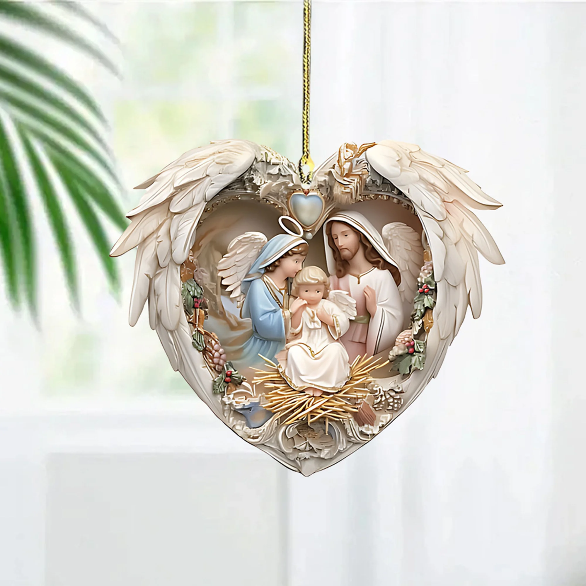 1-teiliges 2D-Set mit flachen Krippe aus Holzornamenten für Jugendliche, Duschen und Geburtstage, Vollmond, Weihnachten, festliche Heimdekoration