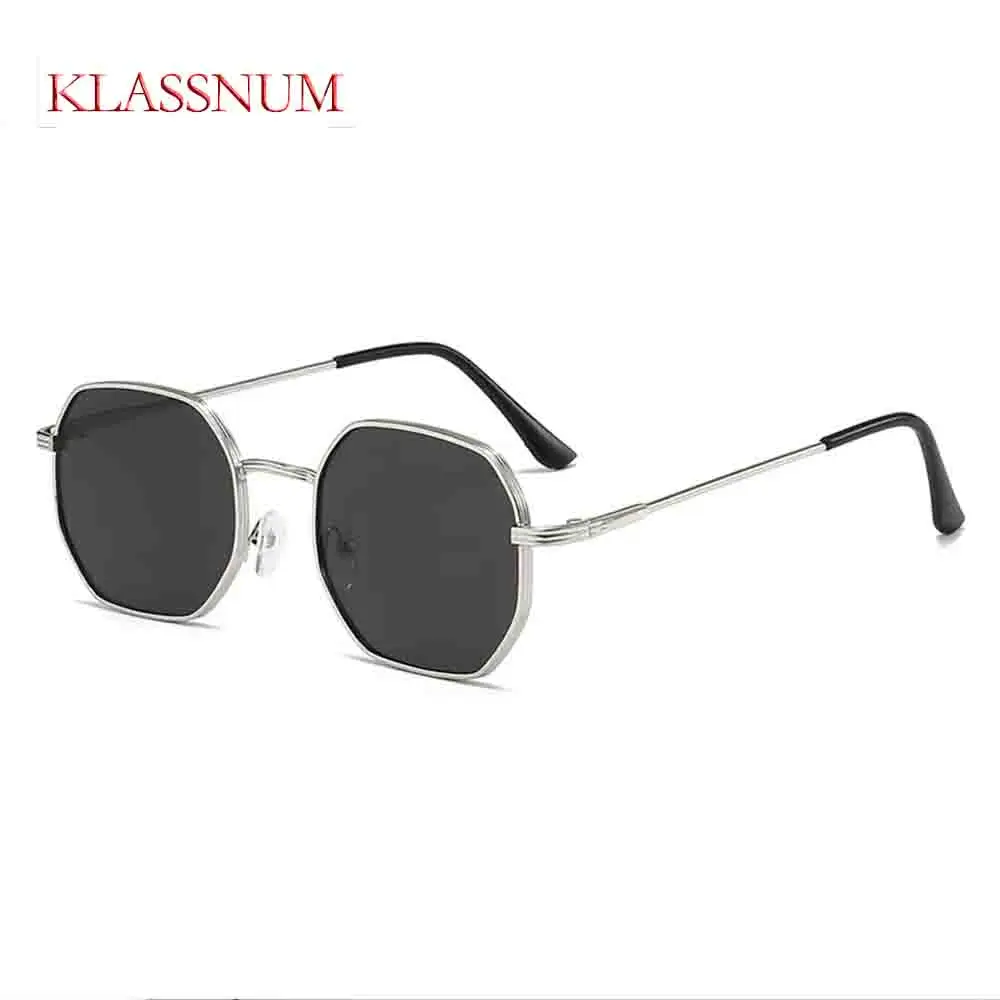 Small square retro sunglasses for women and men, black metal for men and women, trendy classic style sunglasses with gradient shade UV400.