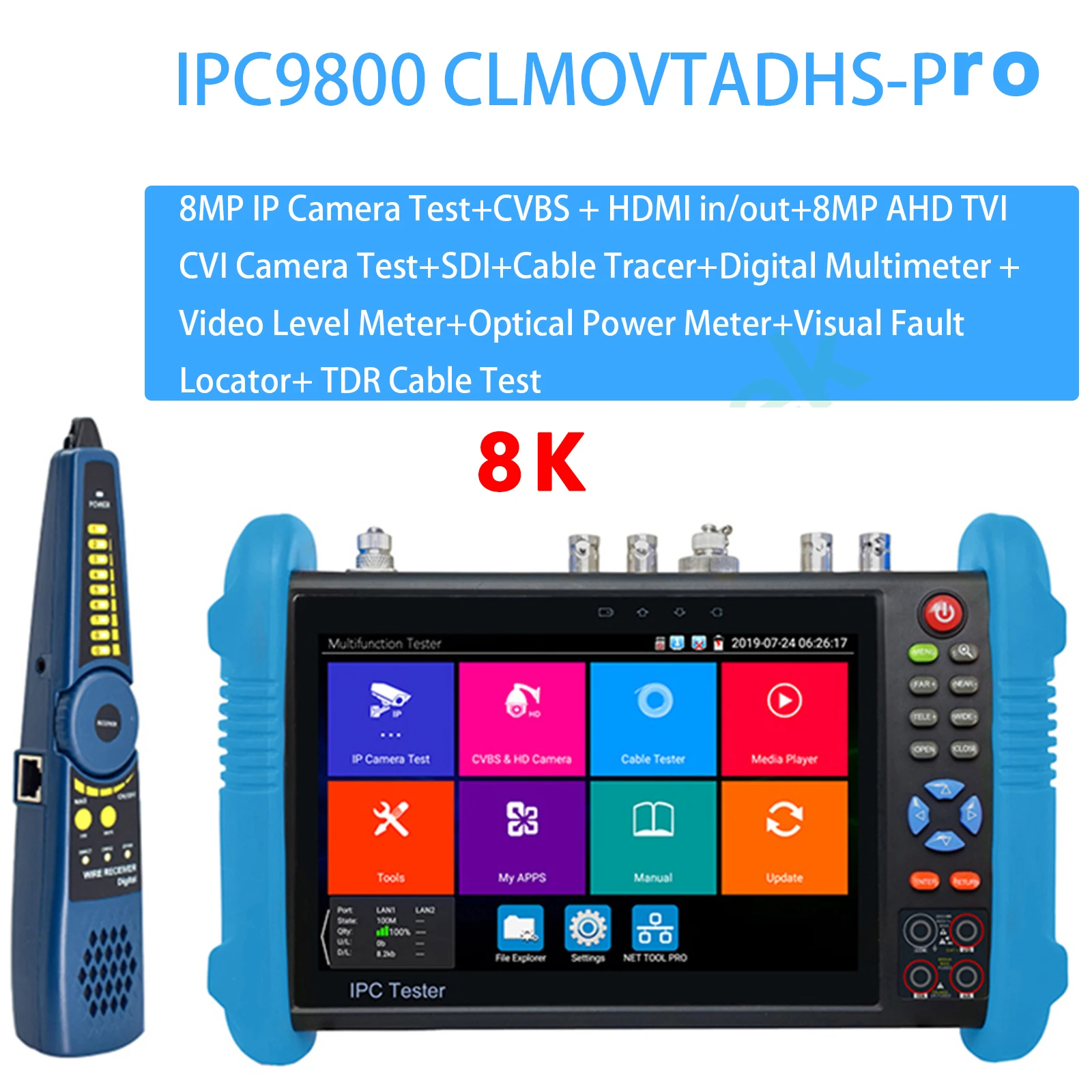 ipc 9800 movtadhs plus Rj45 Network Tester Secondary Monitor Ip Tester HDMI Portable Monitor Camera Cctv ipc9800