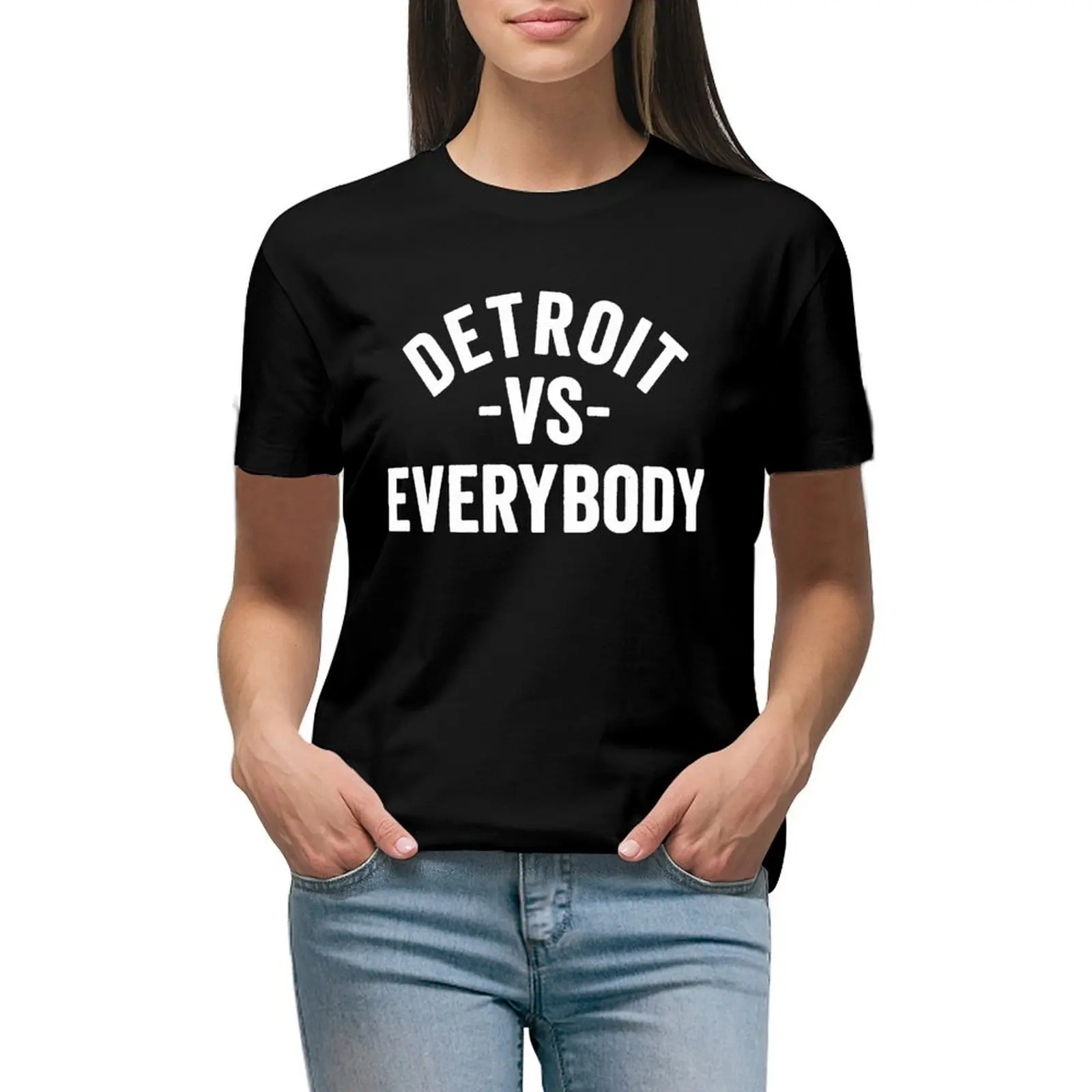 

Vintage retro Detroit vs Everybody Essential T-shirt kawaii clothes Female clothing cute clothes ariat shirts for Women