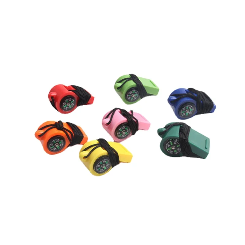 

2-in-1 Whistle Mini Compass Colorful Plastic Outdoor Camping Hiking EDC Survival Portable Backpack Pendant Tools