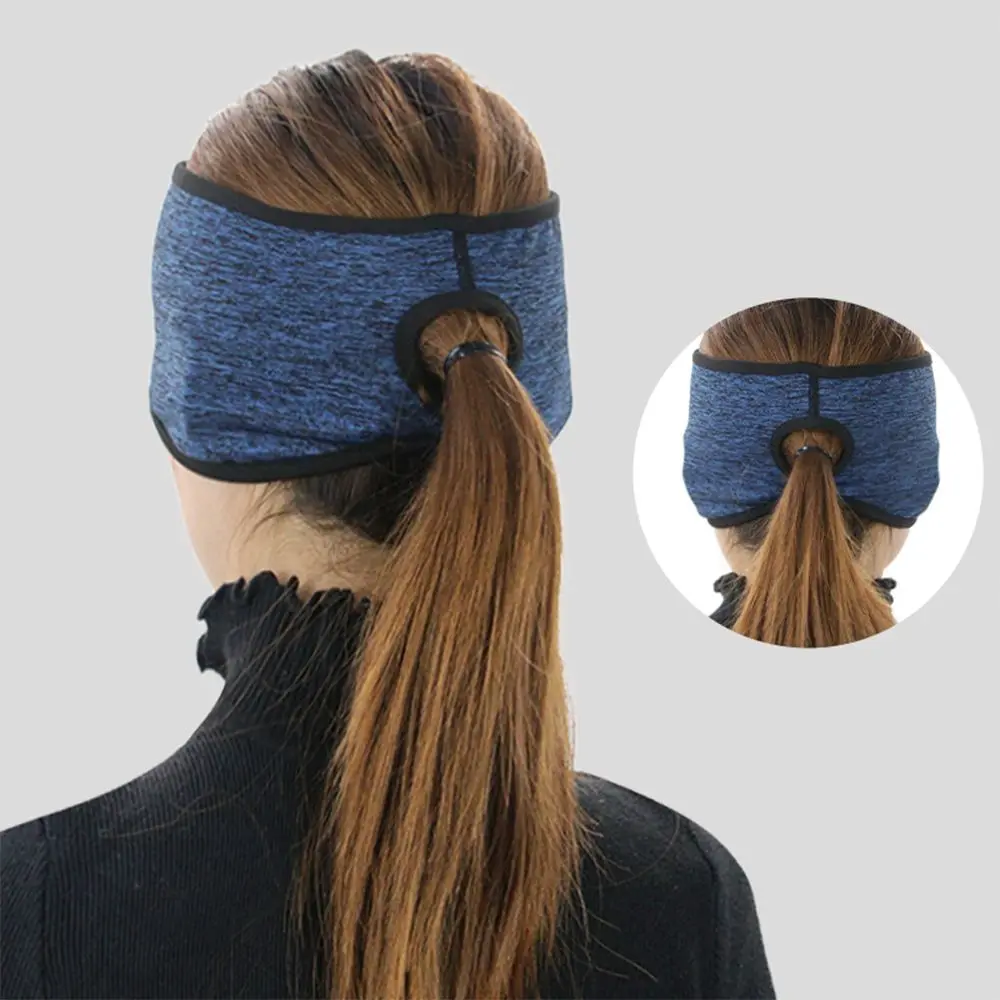 Winter Running Earmuff Windproof Ear Protection Polar Fleece Women Ponytail Headband Anti-Cold Warm Outdoor Cycling Ear Flaps