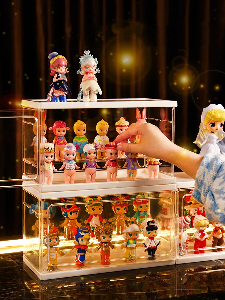 POP MART-Vitrine HD pour figurines d'action DIMOO, boîte ennemi  anti-poussière, vitrine d'art, armoire de rangement pour beurre, jouets