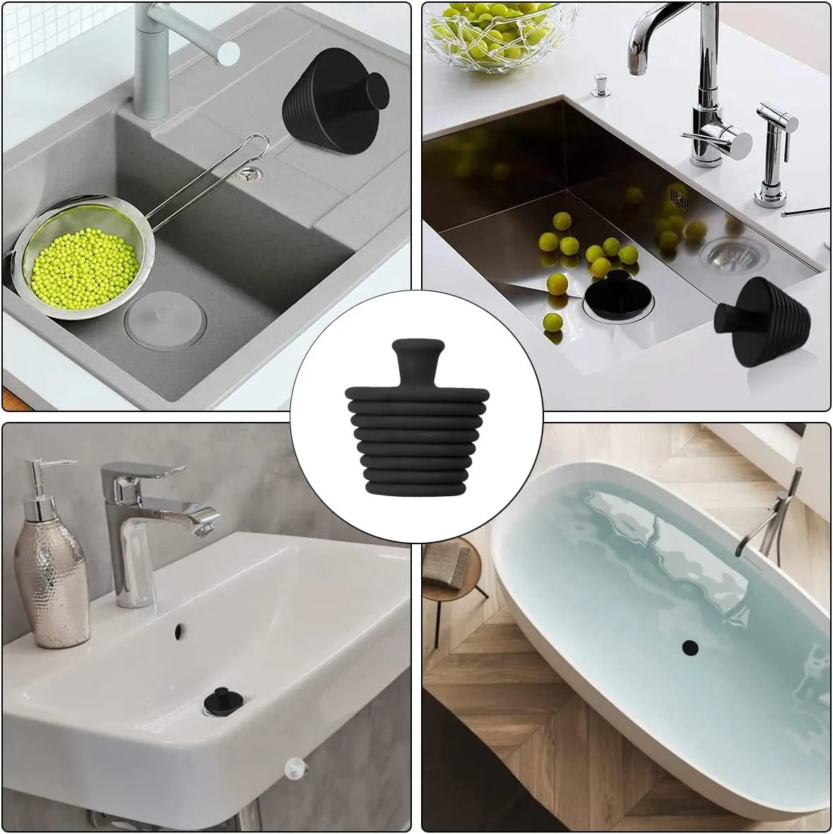Plug Stopper Universal Silicone Tub Stoppers Bathroom Kitchen Drains Bath Plug