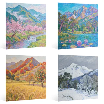 Four Seasons Canvas Wall Decor – Gallery Quality Oil Painting Print for Any Space - GloreeWorld