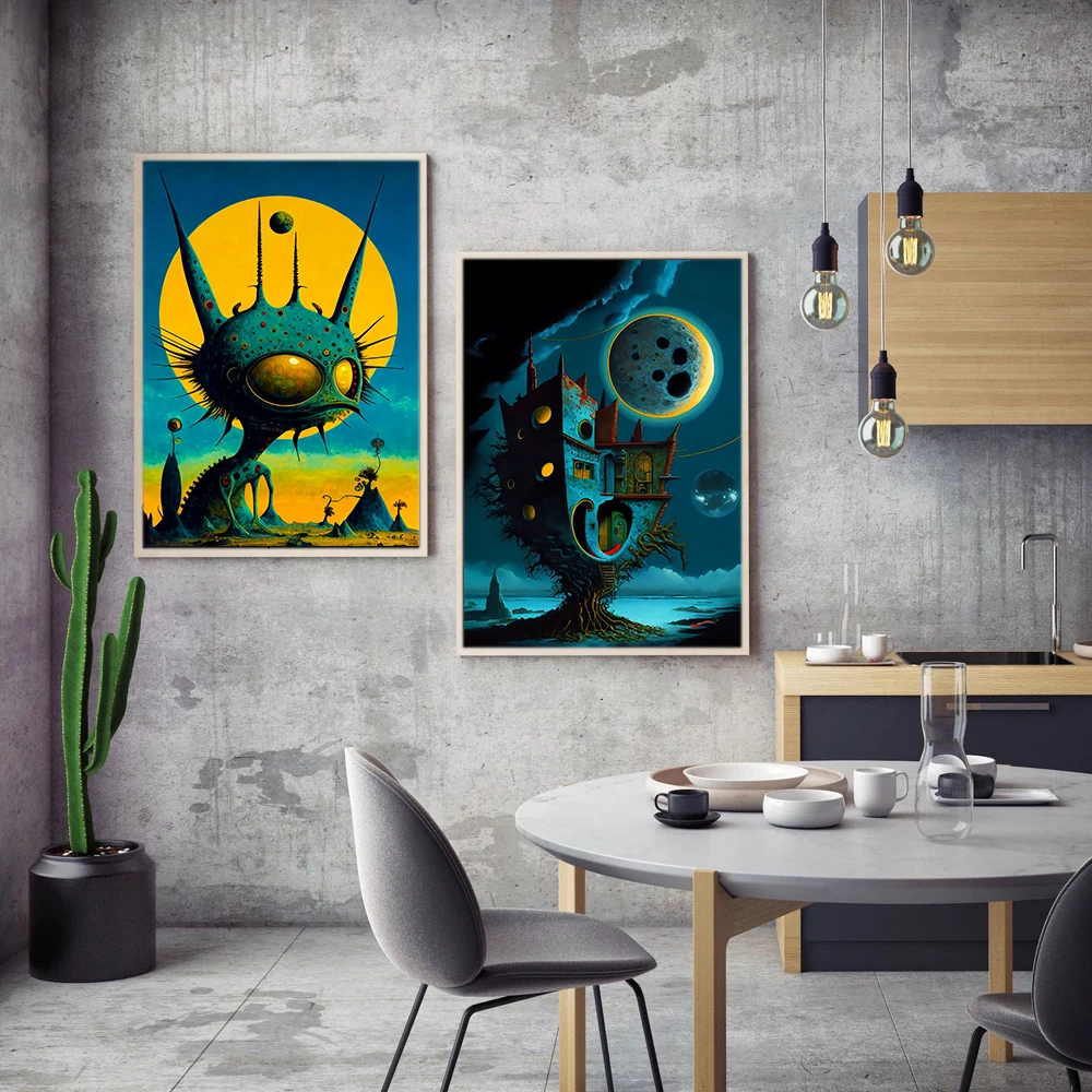 

Fashion Surreal World Print Canvas Painting Extraterrestrial Organisms Poster Wall Art Imagine Picture Living Kid Room Home Dec
