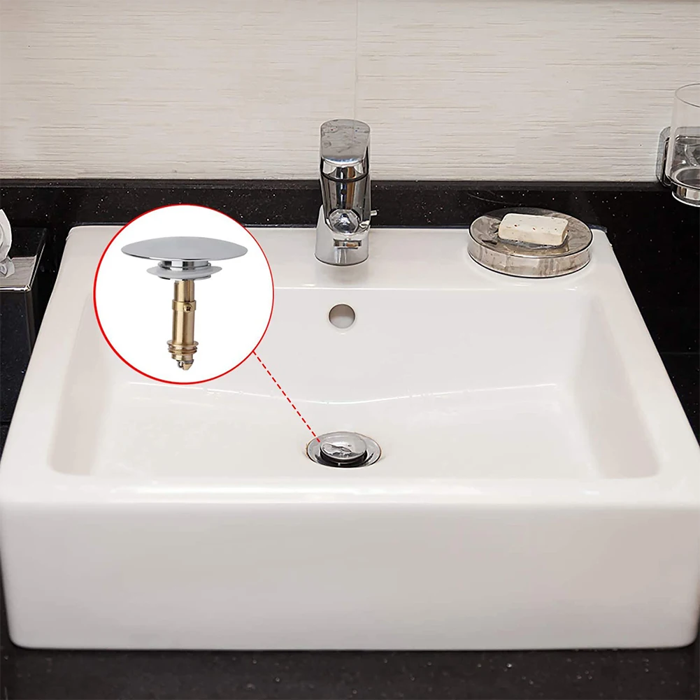 Sink Fitting Bouncing Core Sink Drain Stopper Push Button Easy Pop-up Design Kits M16x1.5 M8 Screw Thread